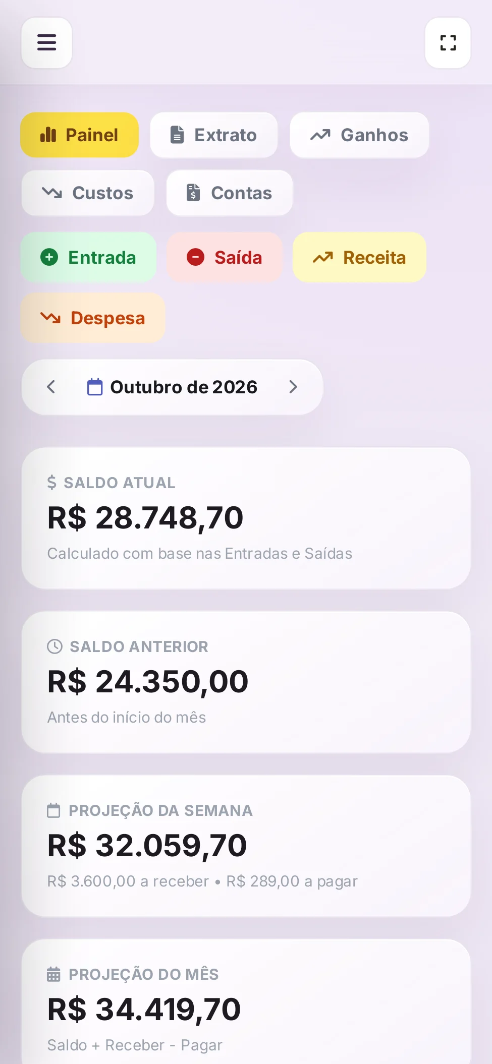 Financeiro no celular