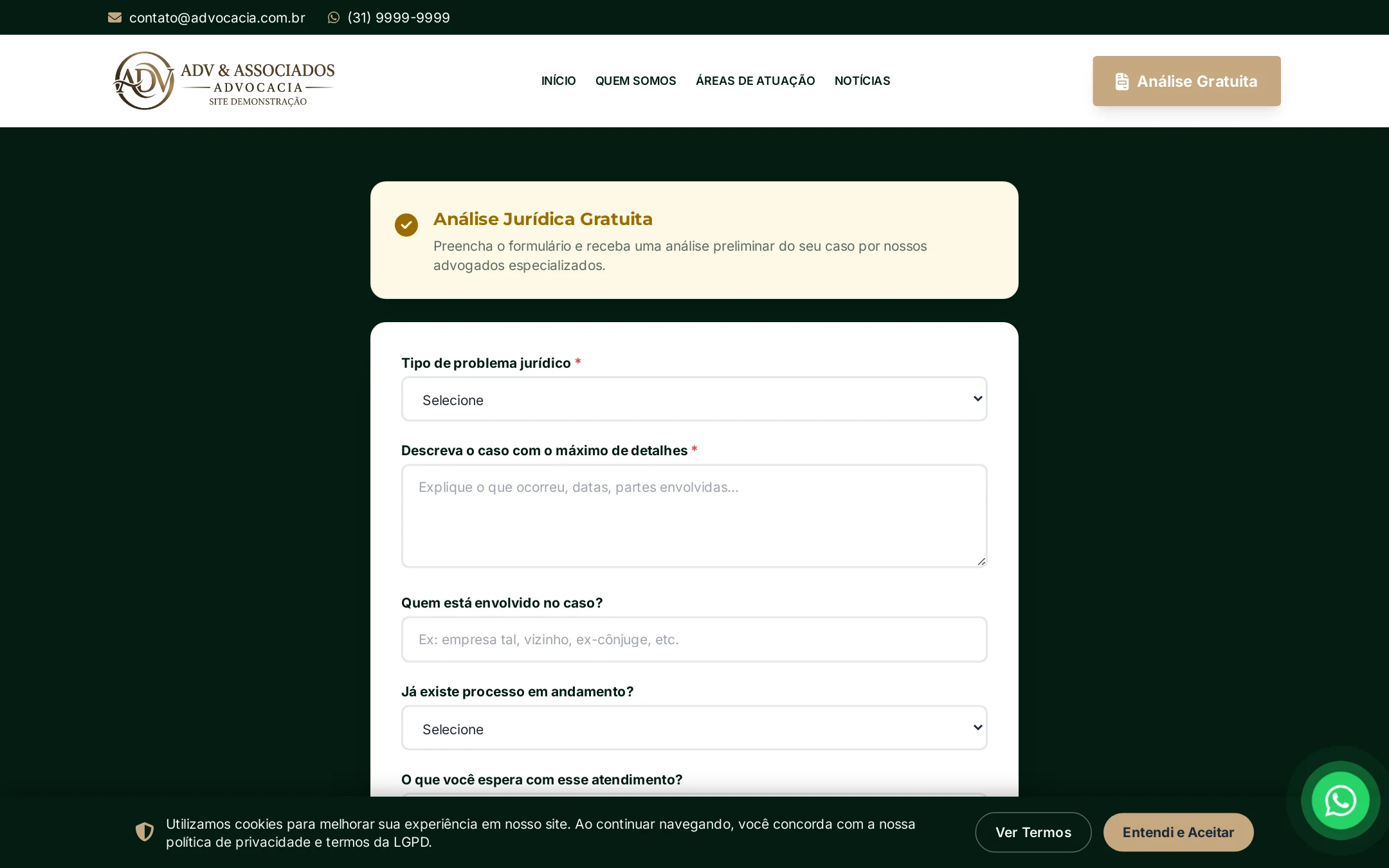 Formulário do site